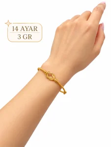 3g 14K Gold "Ajda" Infinity Pattern Bangle (19 cm) 
