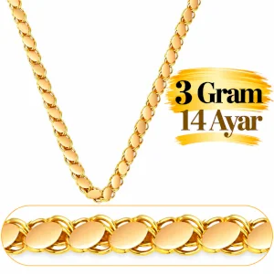 14 Ayar  Pullu Altın Zincir |  Gram aralığı: 2,9 - 3 g