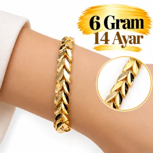 14 Ayar Başak Yaprak Model Altın Bileklik | Gram aralığı: 5,85 - 6,10 g