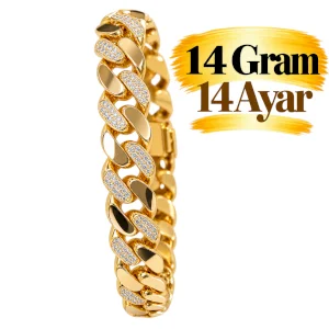 14 Ayar Altın Taşlı  Gurmet Zincir Bileklik | Gram aralığı: 13,60 - 14 g