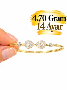 14 Ayar İki Ucu Damla Kelepçe Bilezik | Gram aralığı: 4,50- 4,70 g