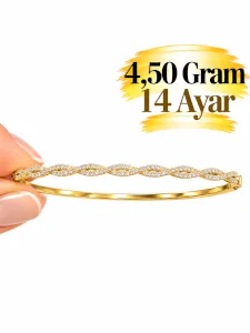 14 Ayar Sonsuzluk Desenli Kelepçe Bilezik | Gram aralığı: 4,30- 4,50 g