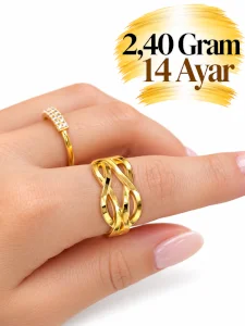 14 Ayar Düğümlü  Altın Yüzük  | Gram aralığı: 2,20 - 2,40 g