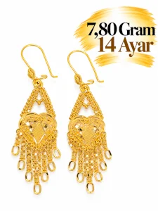Kalpli Hint Modeli Püsküllü Küpe | Gram aralığı: 7,55 - 7,80 g